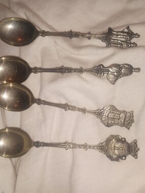 Vintage Decorative Silver-Tone Collectible Spoons - Set of 4
